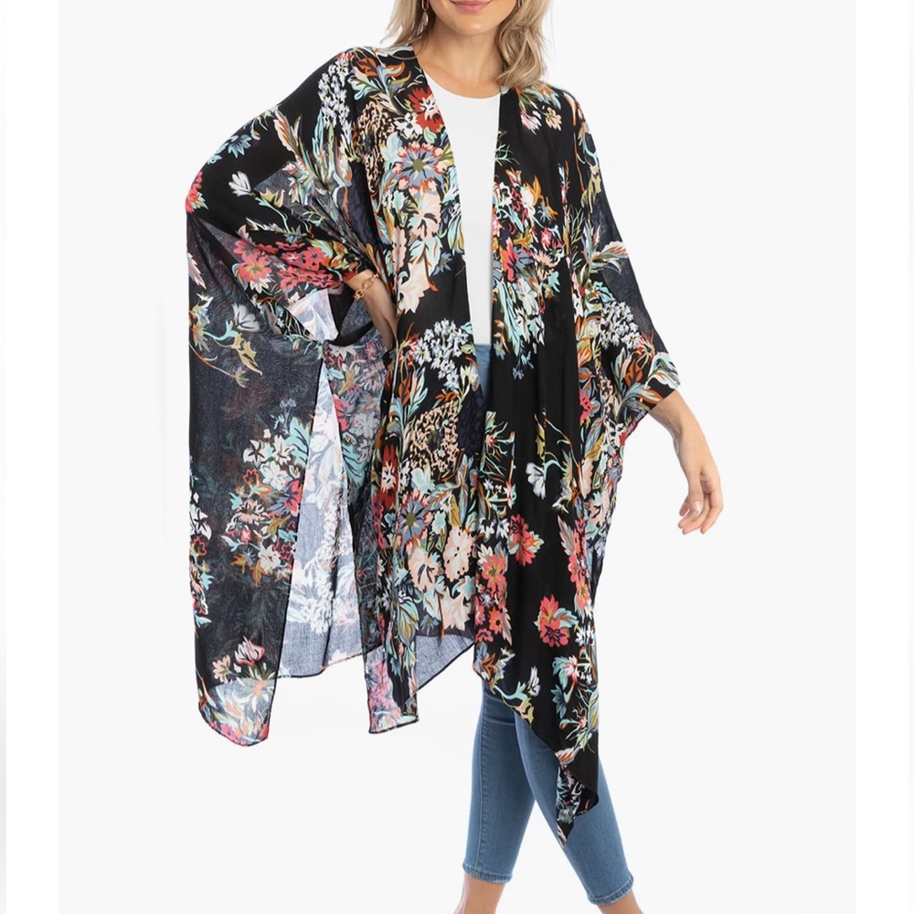 Saachi Lasdon Floral Print Ruana Boho Kimono